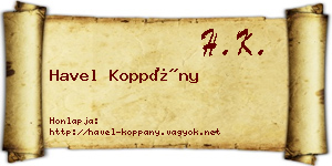 Havel Koppány névjegykártya